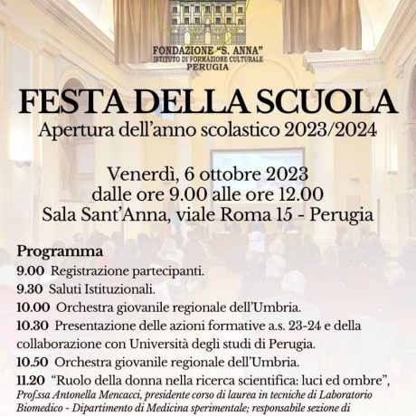Festa della Scuola alla Fondazione S.Anna il 6 ottobre